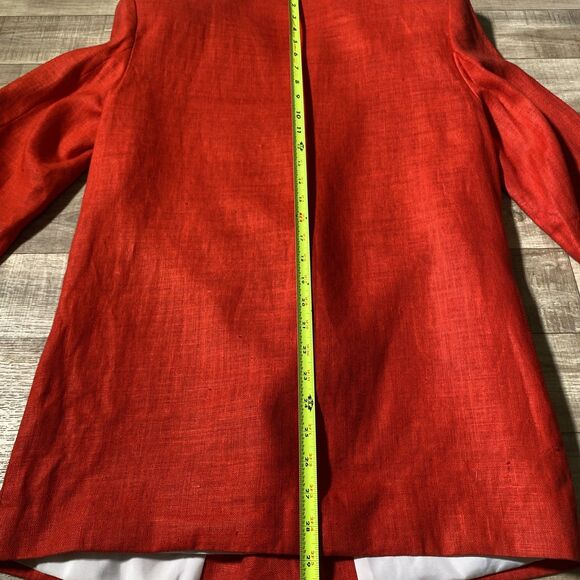 80s Vintage International Scene Red Linen Blazer Lined Double-Breasted Work - Picture 7 of 9